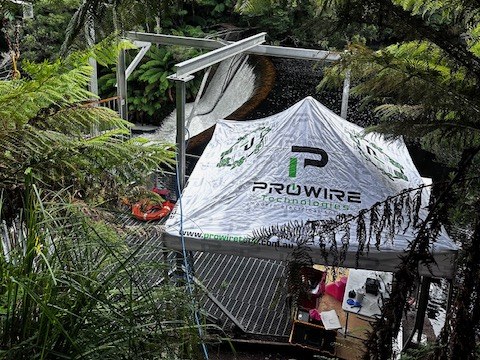 Prowire tent on a remote rainforest job